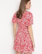 melya by melody Rochie Mini Roșu-Bej din viscoză cu dungi abstracte Ethikala