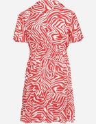 melya by melody Rochie Mini Roșu-Bej din viscoză cu dungi abstracte Ethikala