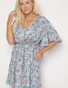 melya by melody Rochie mov din viscoză strânsă în talie cu flori Liranette