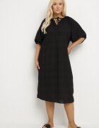 melya by melody Rochie Neagră De Bumbac Oversize cu Șnur la Gât Tolanea