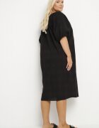 melya by melody Rochie Neagră De Bumbac Oversize cu Șnur la Gât Tolanea