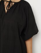 melya by melody Rochie Neagră De Bumbac Oversize cu Șnur la Gât Tolanea