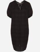 melya by melody Rochie Neagră De Bumbac Oversize cu Șnur la Gât Tolanea