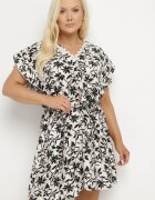 melya by melody Rochie neagră legată cu curea în talie cu dantelă Tolamira