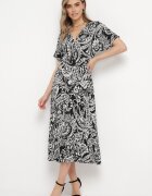 melya by melody Rochie Neagră Stil Boho cu elastic în talie și ciucuri Wornima