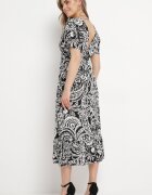 melya by melody Rochie Neagră Stil Boho cu elastic în talie și ciucuri Wornima