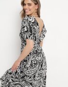 melya by melody Rochie Neagră Stil Boho cu elastic în talie și ciucuri Wornima
