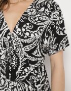 melya by melody Rochie Neagră Stil Boho cu elastic în talie și ciucuri Wornima