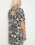 melya by melody Rochie negră croială dreaptă din viscoză cu imprimeu floral cu nasturi Liramiree