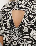 melya by melody Rochie negră croială dreaptă din viscoză cu imprimeu floral cu nasturi Liramiree