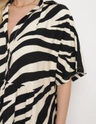 melya by melody Rochie Negru-Alb Evazată cu nasturi cu mâneci liliac Rodmala
