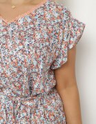 melya by melody Rochie roșie din Vâscoză cu Flori cu Curea și Broderii Nelindia