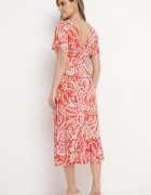 melya by melody Rochie Roșie în stil Boho cu elastic în talie și ciucuri Wornima