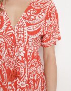 melya by melody Rochie Roșie în stil Boho cu elastic în talie și ciucuri Wornima