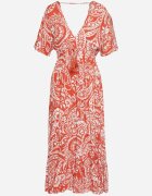 melya by melody Rochie Roșie în stil Boho cu elastic în talie și ciucuri Wornima