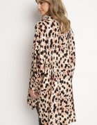 melya by melody Rochie tip cămașă bej din viscoză cu in cu imprimeu leopard în stil liliac Emarille