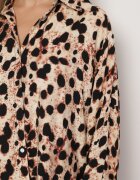 melya by melody Rochie tip cămașă bej din viscoză cu in cu imprimeu leopard în stil liliac Emarille