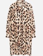 melya by melody Rochie tip cămașă bej din viscoză cu in cu imprimeu leopard în stil liliac Emarille