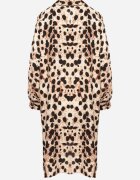 melya by melody Rochie tip cămașă bej din viscoză cu in cu imprimeu leopard în stil liliac Emarille