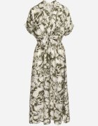 melya by melody Rochie Verde-Bej Taliată cu elastic în talie Închisă cu nasturi Nasica