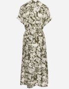 melya by melody Rochie Verde-Bej Taliată cu elastic în talie Închisă cu nasturi Nasica