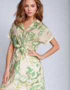 melya by melody Rochie Verde Cambrată cu Guler tip Cămașă cu Imprimeu Abstract Namselle