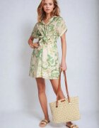 melya by melody Rochie Verde Cambrată cu Guler tip Cămașă cu Imprimeu Abstract Namselle