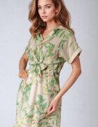melya by melody Rochie Verde Cambrată cu Guler tip Cămașă cu Imprimeu Abstract Namselle