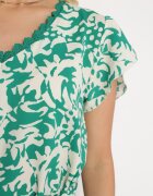 melya by melody Rochie Verde cu mânecă scurtă decorată cu plasă la decolteu cu curea din material Meada