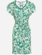 melya by melody Rochie Verde cu mânecă scurtă decorată cu plasă la decolteu cu curea din material Meada