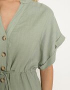 melya by melody Rochie Verde din Bumbac cu Partea Superioară Tip Cămașă și Elastic în Talie Vikleta