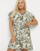melya by melody Rochie Verde din Viscoză și In Tip Cutie cu Legare în Talie cu Model Abstract Toleira
