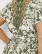 melya by melody Rochie Verde din Viscoză și In Tip Cutie cu Legare în Talie cu Model Abstract Toleira