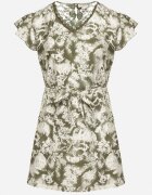melya by melody Rochie Verde din Viscoză și In Tip Cutie cu Legare în Talie cu Model Abstract Toleira