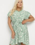 melya by melody Rochie Verde Legată cu Centură în Talie cu Dantelă Tolamira