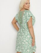 melya by melody Rochie Verde Legată cu Centură în Talie cu Dantelă Tolamira