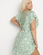 melya by melody Rochie Verde Legată cu Centură în Talie cu Dantelă Tolamira