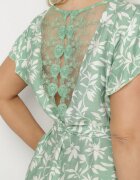 melya by melody Rochie Verde Legată cu Centură în Talie cu Dantelă Tolamira