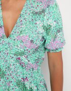 melya by melody Rochie Verde Midi cu Decolteu Adânc și Elastic în Talie din Viscoză Arevik