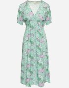 melya by melody Rochie Verde Midi cu Decolteu Adânc și Elastic în Talie din Viscoză Arevik