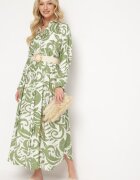 melya by melody Rochie Verde tip cămașă Încheiată cu nasturi cu volane Lavernia