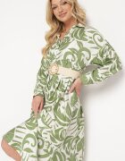melya by melody Rochie Verde tip cămașă Încheiată cu nasturi cu volane Lavernia