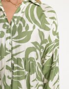 melya by melody Rochie Verde tip cămașă Încheiată cu nasturi cu volane Lavernia
