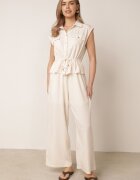 melya by melody Salopetă casual de vară din bumbac și viscoză cu peplum Chlorase Bej