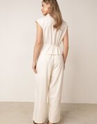 melya by melody Salopetă casual de vară din bumbac și viscoză cu peplum Chlorase Bej