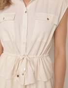 melya by melody Salopetă casual de vară din bumbac și viscoză cu peplum Chlorase Bej