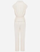 melya by melody Salopetă casual de vară din bumbac și viscoză cu peplum Chlorase Bej
