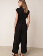 melya by melody Salopetă casual de vară din bumbac și viscoză cu peplum Chlorase Neagră