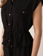melya by melody Salopetă casual de vară din bumbac și viscoză cu peplum Chlorase Neagră