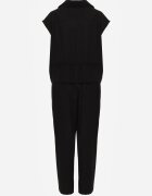 melya by melody Salopetă casual de vară din bumbac și viscoză cu peplum Chlorase Neagră